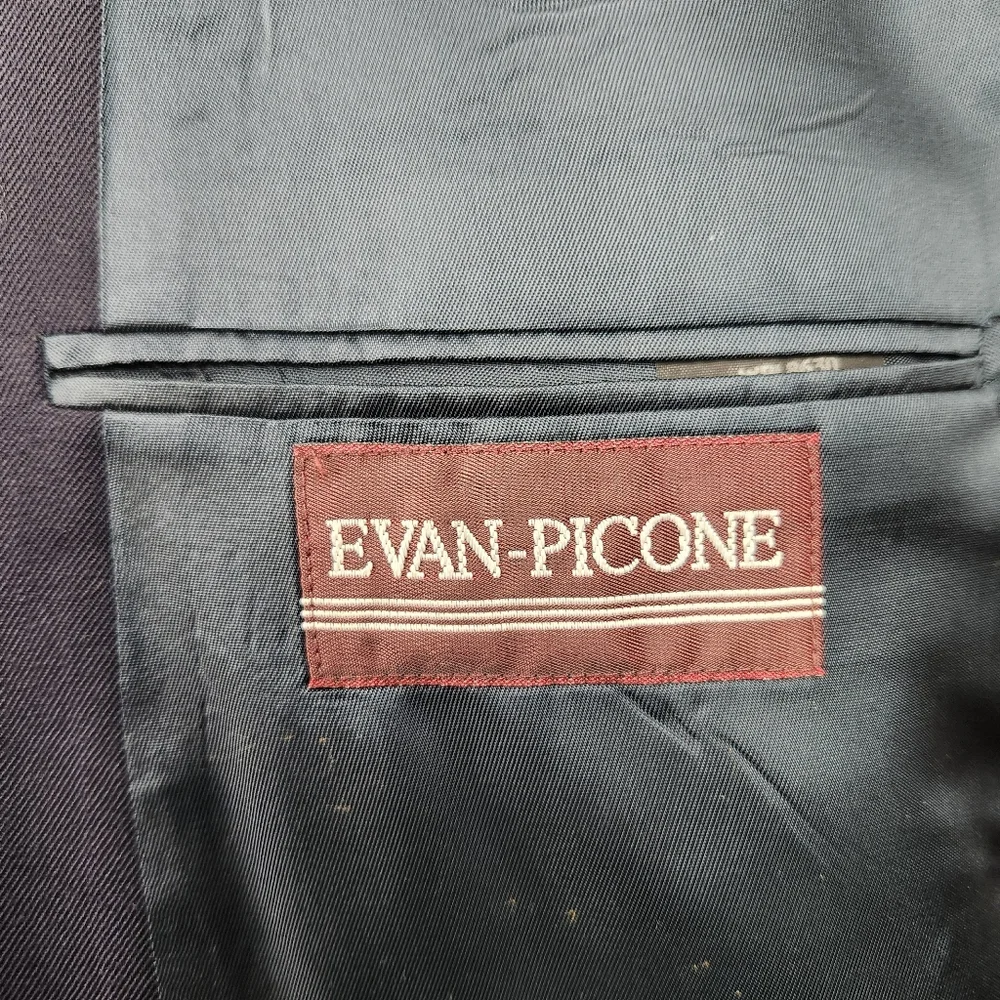 VTG Evan Picone Mens Size 46L Navy Blue  Two Button All Wool Blazer